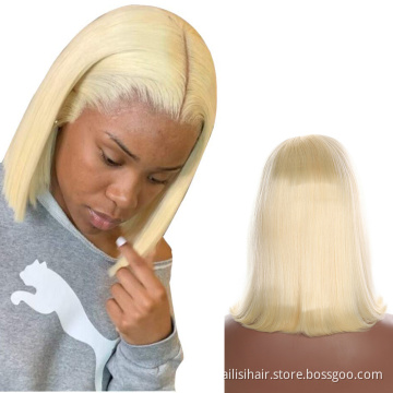 Bob Wigs Brazilian Raw Unprocessed Virgin Hair Wigs Sunlight Pre Plucked Hair Line with Baby Hair 13 * 4 HD Lace Frontal wigs